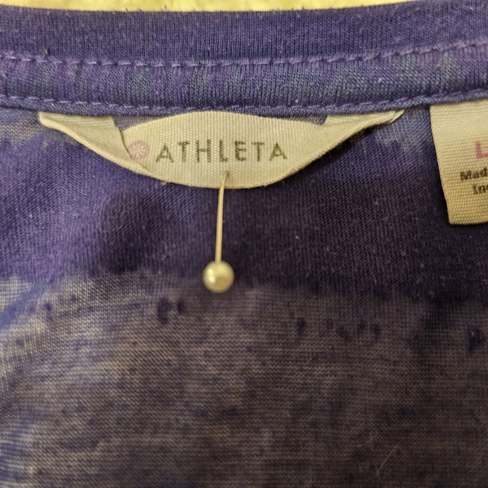 ATHLETA Semi Shear long sleeve T in Blueish Purple Size Large - Picture 3 of 3